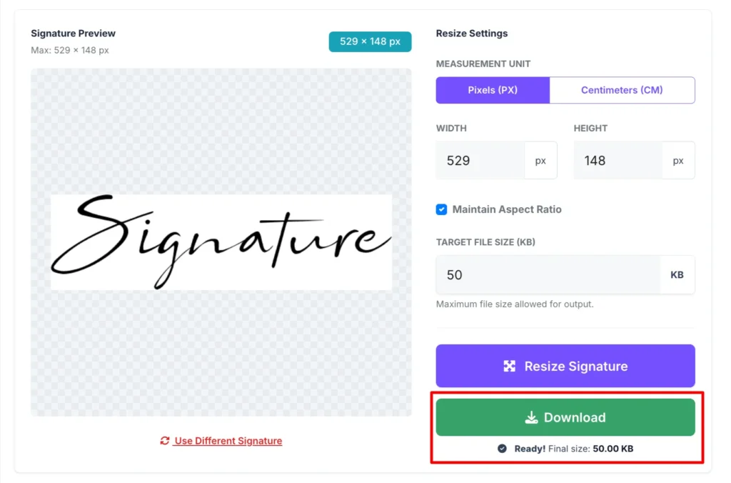 Download Resize Signature Image